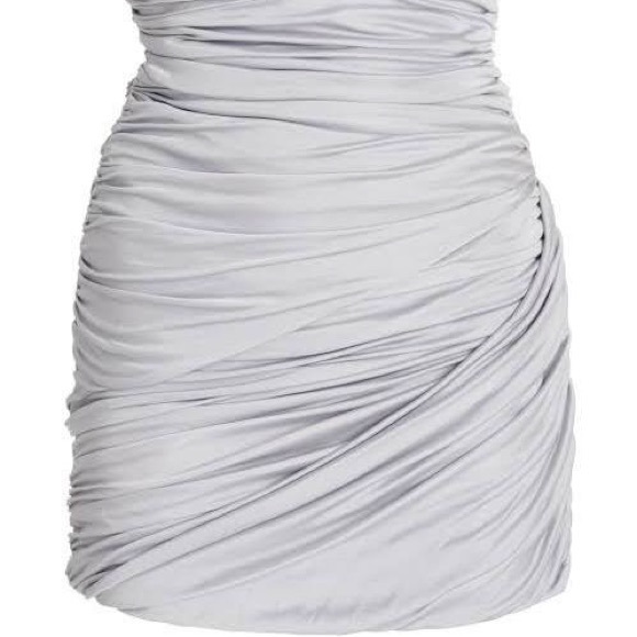 GAUGE81 “TALSI” STRAPLESS RUCHED JERSEY MINI DRESS, SZ S SILVER - Picture 4 of 10